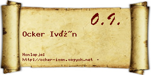 Ocker Iván névjegykártya